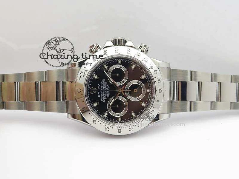 Daytona 116520 Noob Best Edition Black Dial On SS Bracelet A2824 (Same Thickness as Genuine)