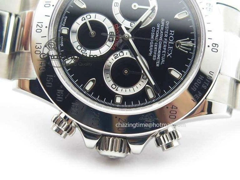 Daytona 116520 Noob Best Edition Black Dial On SS Bracelet A2824 (Same Thickness as Genuine)