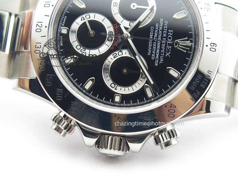 Daytona 116520 Noob Best Edition Black Dial On SS Bracelet A2824 (Same Thickness as Genuine)