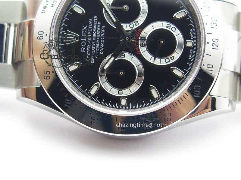 Daytona 116520 Noob Best Edition Black Dial On SS Bracelet A2824 (Same Thickness as Genuine)