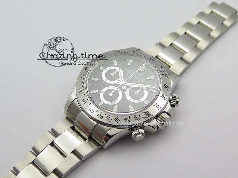 Daytona 116520 Noob Best Edition Black Dial On SS Bracelet A2824 (Same Thickness as Genuine)