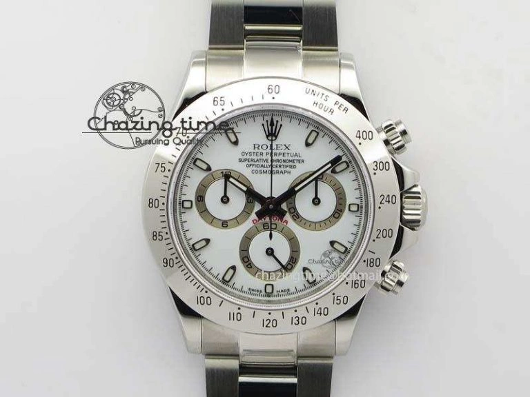 Daytona 116520 Noob Best Edition White Dial On SS Bracelet A2824 (Same Thickness as Genuine)