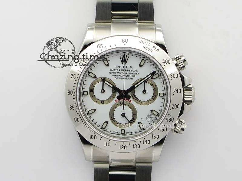 Daytona 116520 Noob Best Edition White Dial On SS Bracelet A2824 (Same Thickness as Genuine)