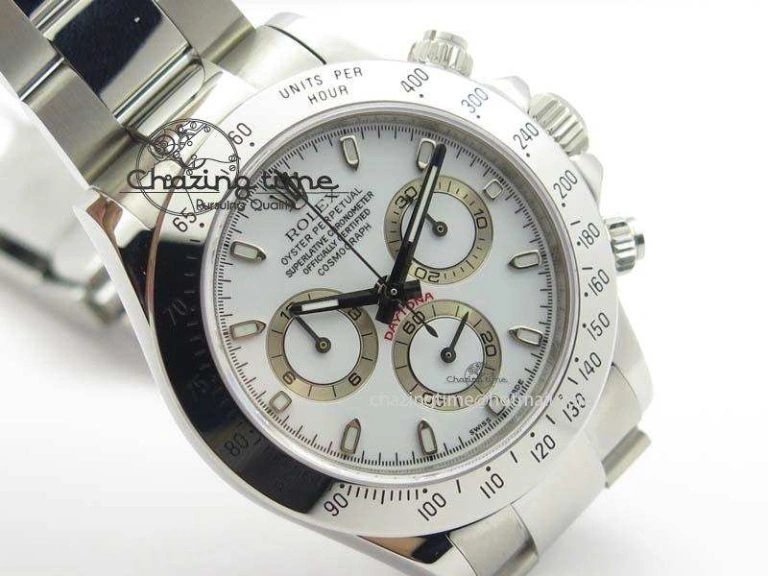 Daytona 116520 Noob Best Edition White Dial On SS Bracelet A2824 (Same Thickness as Genuine)
