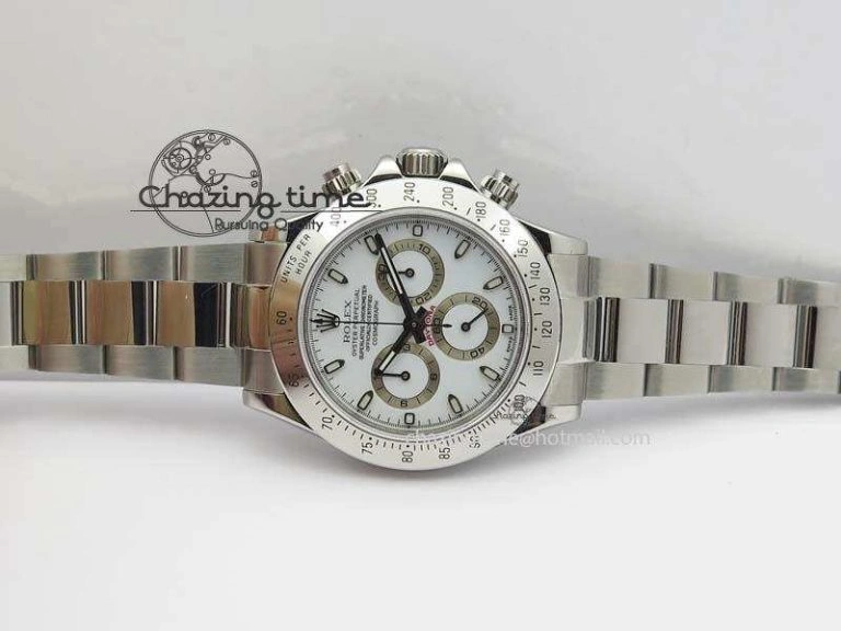 Daytona 116520 Noob Best Edition White Dial On SS Bracelet A2824 (Same Thickness as Genuine)