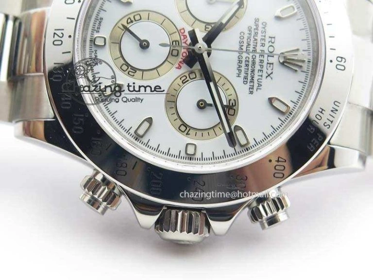 Daytona 116520 Noob Best Edition White Dial On SS Bracelet A2824 (Same Thickness as Genuine)