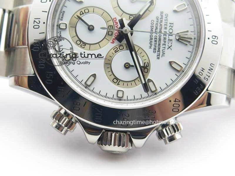 Daytona 116520 Noob Best Edition White Dial On SS Bracelet A2824 (Same Thickness as Genuine)
