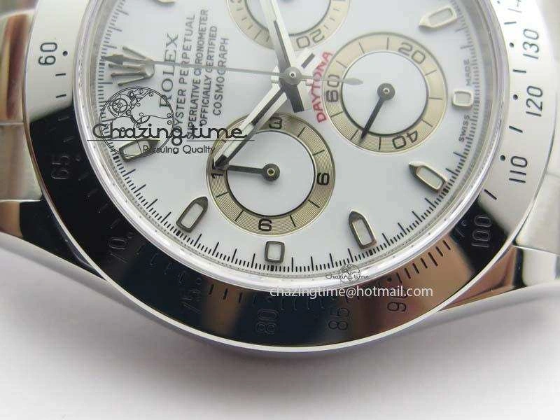 Daytona 116520 Noob Best Edition White Dial On SS Bracelet A2824 (Same Thickness as Genuine)