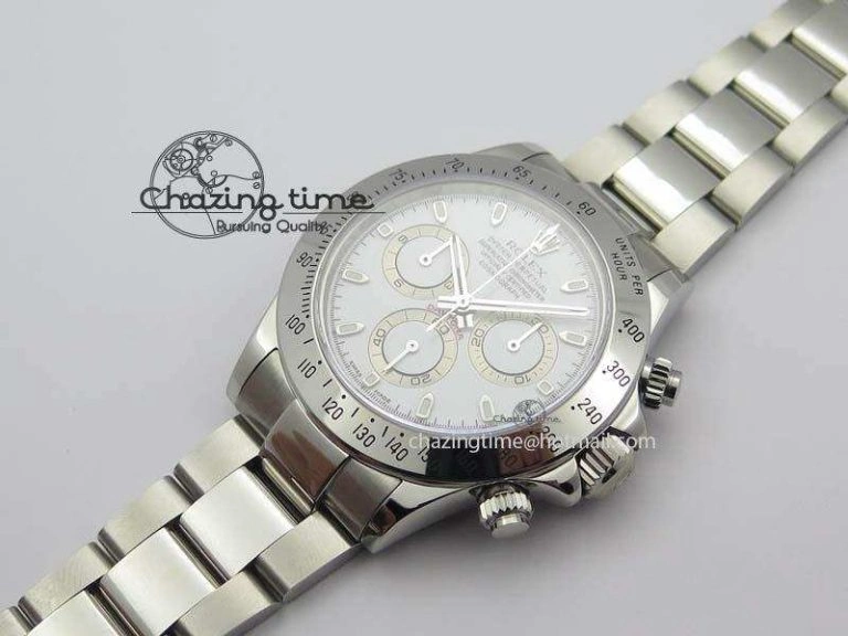 Daytona 116520 Noob Best Edition White Dial On SS Bracelet A2824 (Same Thickness as Genuine)