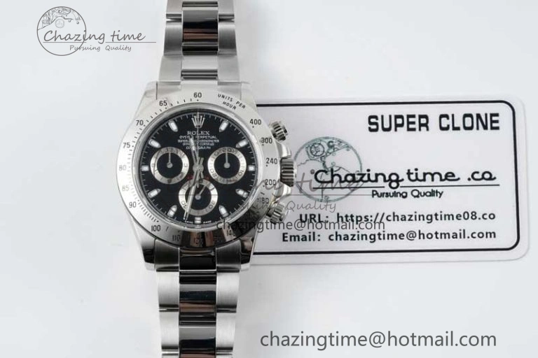 Daytona 116520 QF 1:1 Best Edition 904L SS Case and Bracelet Black Dial SA4130