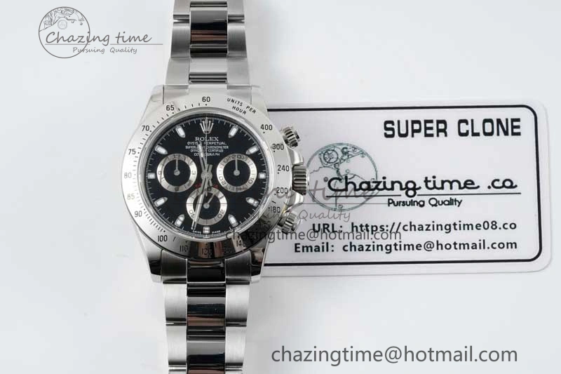 Daytona 116520 QF 1:1 Best Edition 904L SS Case and Bracelet Black Dial SA4130