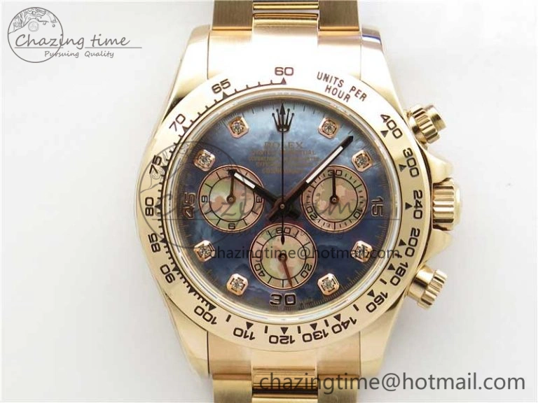 Daytona 116520 RG UBF Best Edition Ice Blue MOP Crystal Markers Dial on RG Bracelet A7750