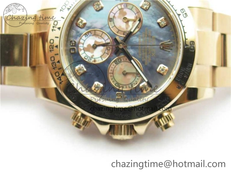 Daytona 116520 RG UBF Best Edition Ice Blue MOP Crystal Markers Dial on RG Bracelet A7750