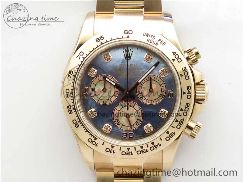 Daytona 116520 RG UBF Best Edition Ice Blue MOP Crystal Markers Dial on RG Bracelet A7750