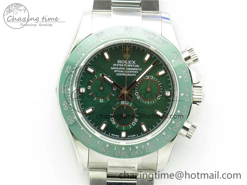 Daytona 116520 Real Ceramic Bezel SS UBF Best Edition Green Stick Markers Dial on SS Bracelet A7750
