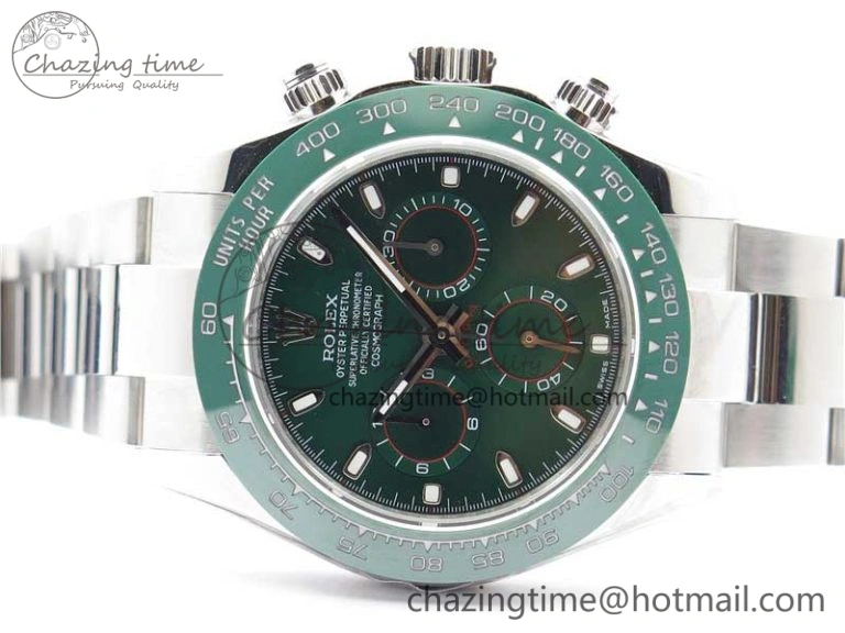 Daytona 116520 Real Ceramic Bezel SS UBF Best Edition Green Stick Markers Dial on SS Bracelet A7750
