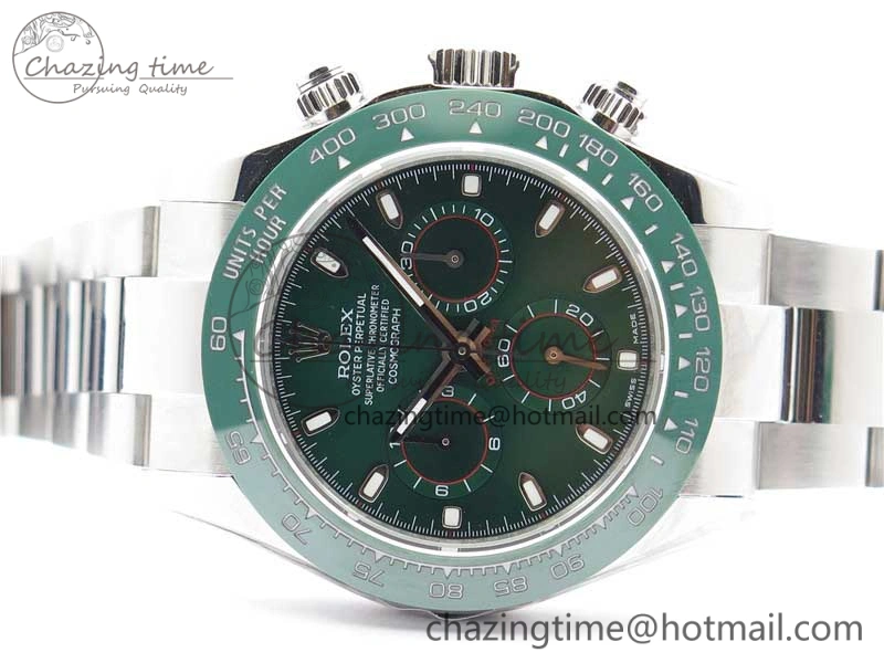 Daytona 116520 Real Ceramic Bezel SS UBF Best Edition Green Stick Markers Dial on SS Bracelet A7750