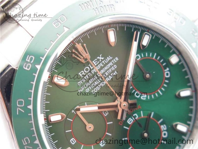 Daytona 116520 Real Ceramic Bezel SS UBF Best Edition Green Stick Markers Dial on SS Bracelet A7750
