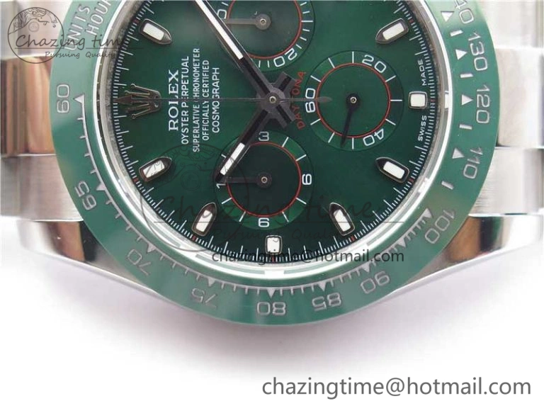 Daytona 116520 Real Ceramic Bezel SS UBF Best Edition Green Stick Markers Dial on SS Bracelet A7750