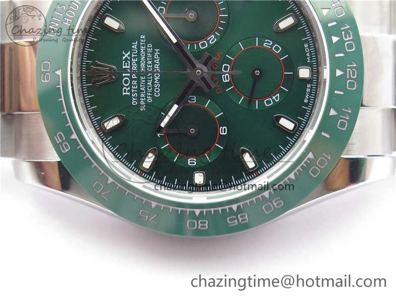 Daytona 116520 Real Ceramic Bezel SS UBF Best Edition Green Stick Markers Dial on SS Bracelet A7750