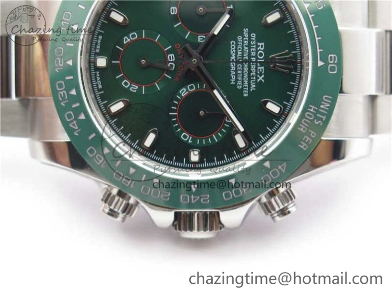 Daytona 116520 Real Ceramic Bezel SS UBF Best Edition Green Stick Markers Dial on SS Bracelet A7750