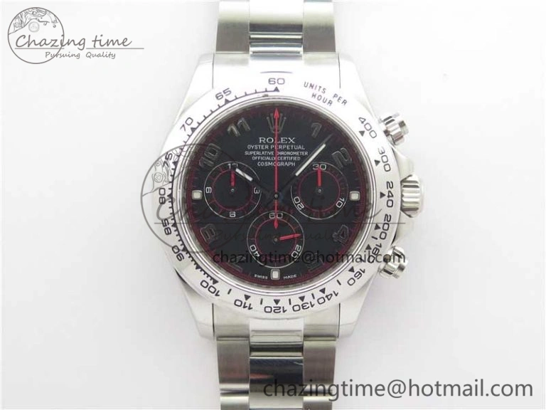 Daytona 116520 SS Noob 1:1 Best Edition Black Dial On SS Bracelet A7750