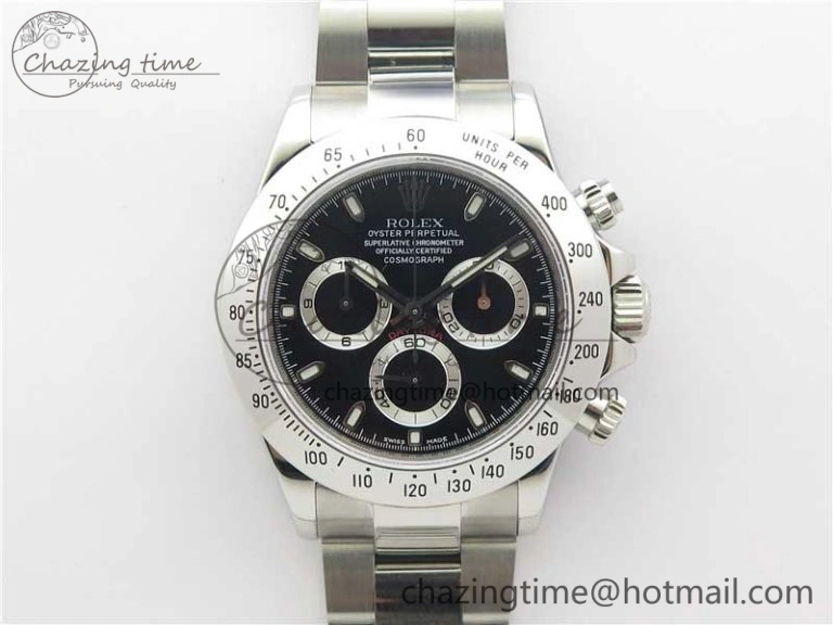 Daytona 116520 SS Noob 1:1 Best Edition Black Stick Dial On SS Bracelet A7750