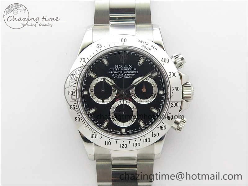 Daytona 116520 SS Noob 1:1 Best Edition Black Stick Dial On SS Bracelet A7750