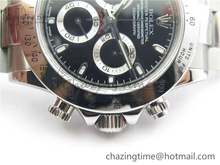 Daytona 116520 SS Noob 1:1 Best Edition Black Stick Dial On SS Bracelet A7750