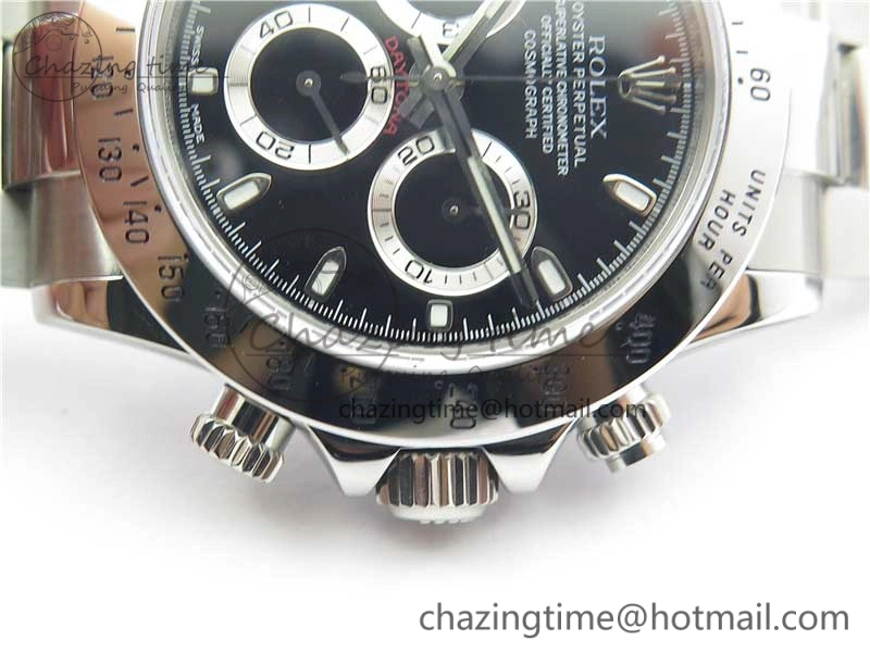 Daytona 116520 SS Noob 1:1 Best Edition Black Stick Dial On SS Bracelet A7750