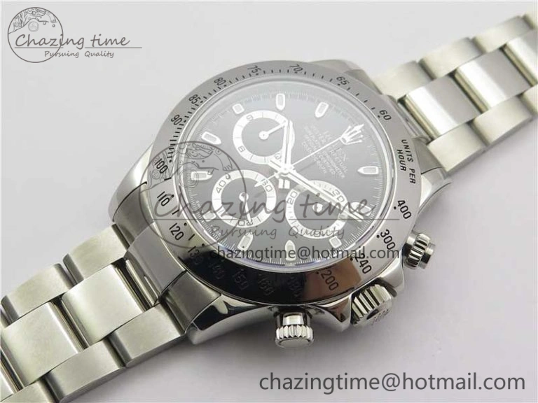 Daytona 116520 SS Noob 1:1 Best Edition Black Stick Dial On SS Bracelet A7750