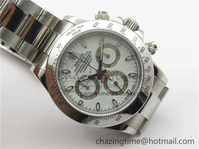 Daytona 116520 SS Noob 1:1 Best Edition White Dial On SS Bracelet A7750