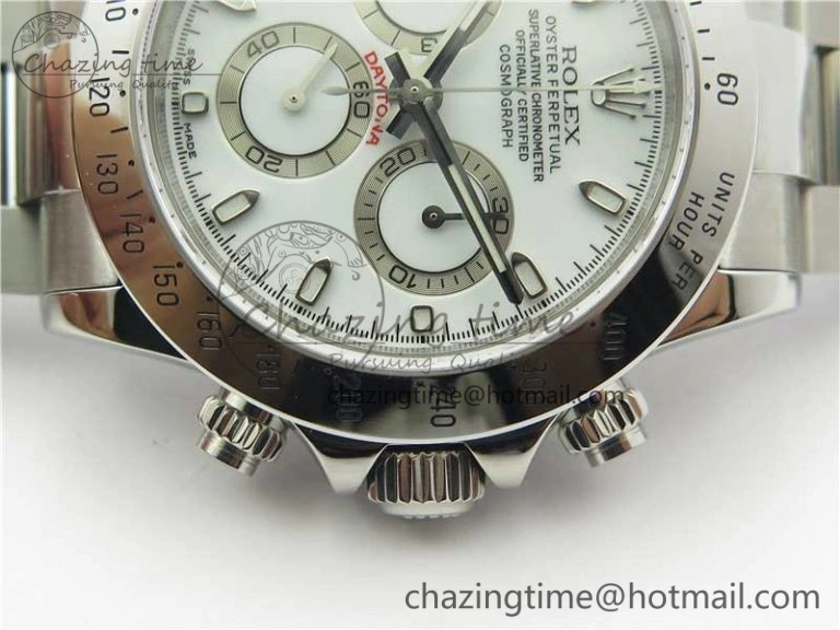 Daytona 116520 SS Noob 1:1 Best Edition White Dial On SS Bracelet A7750