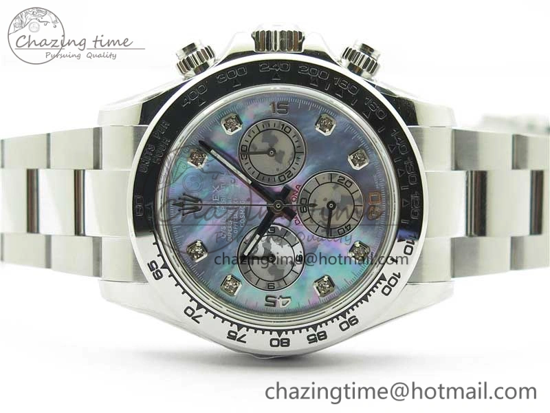 Daytona 116520 SS UBF Best Edition Ice Blue MOP Crystal Markers Dial on SS Bracelet A7750