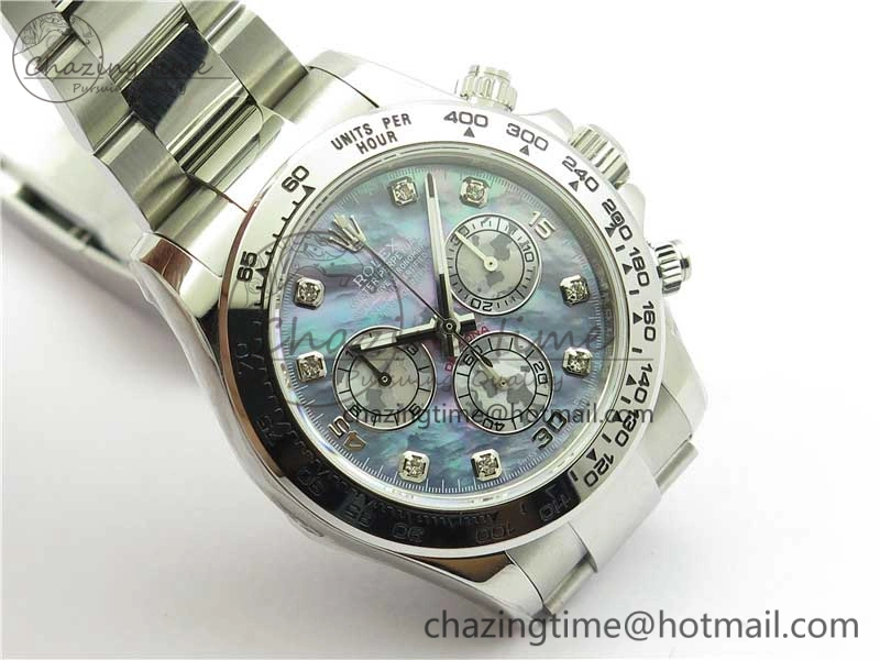 Daytona 116520 SS UBF Best Edition Ice Blue MOP Crystal Markers Dial on SS Bracelet A7750
