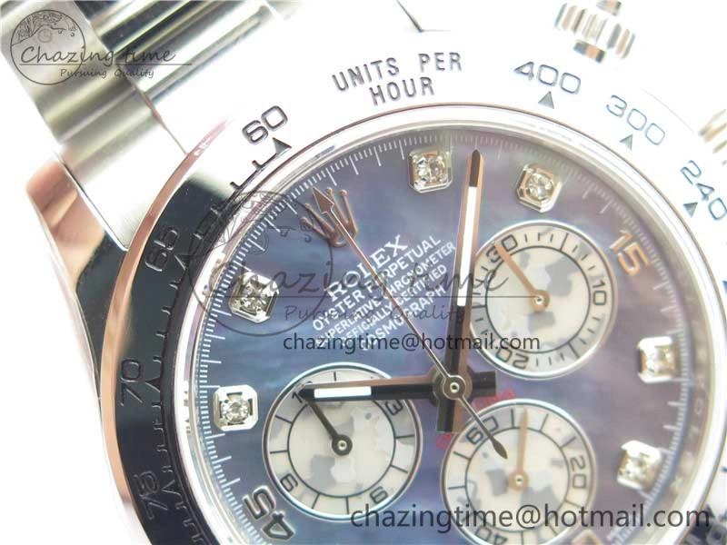 Daytona 116520 SS UBF Best Edition Ice Blue MOP Crystal Markers Dial on SS Bracelet A7750