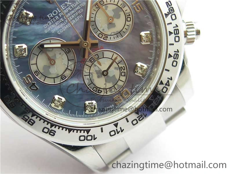 Daytona 116520 SS UBF Best Edition Ice Blue MOP Crystal Markers Dial on SS Bracelet A7750