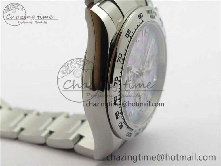 Daytona 116520 SS UBF Best Edition Ice Blue MOP Crystal Markers Dial on SS Bracelet A7750