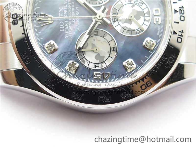 Daytona 116520 SS UBF Best Edition Ice Blue MOP Crystal Markers Dial on SS Bracelet A7750