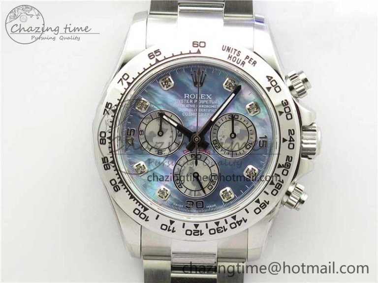 Daytona 116520 SS UBF Best Edition Ice Blue MOP Crystal Markers Dial on SS Bracelet A7750