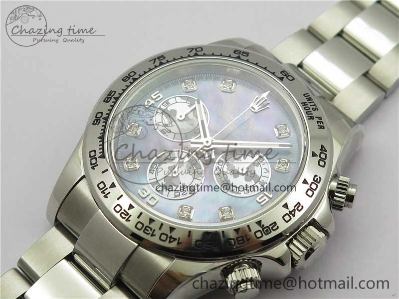 Daytona 116520 SS UBF Best Edition Ice Blue MOP Crystal Markers Dial on SS Bracelet A7750