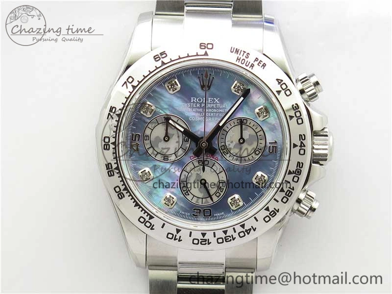 Daytona 116520 SS UBF Best Edition Ice Blue MOP Crystal Markers Dial on SS Bracelet A7750