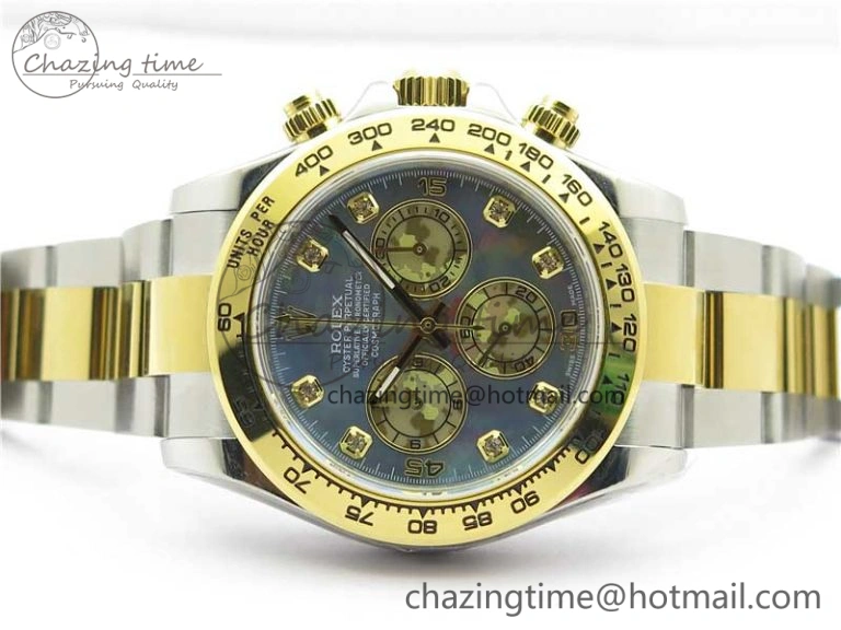 Daytona 116520 SS YG UBF Best Edition Ice Blue MOP Crystal Markers Dial on SS YG Bracelet A7750