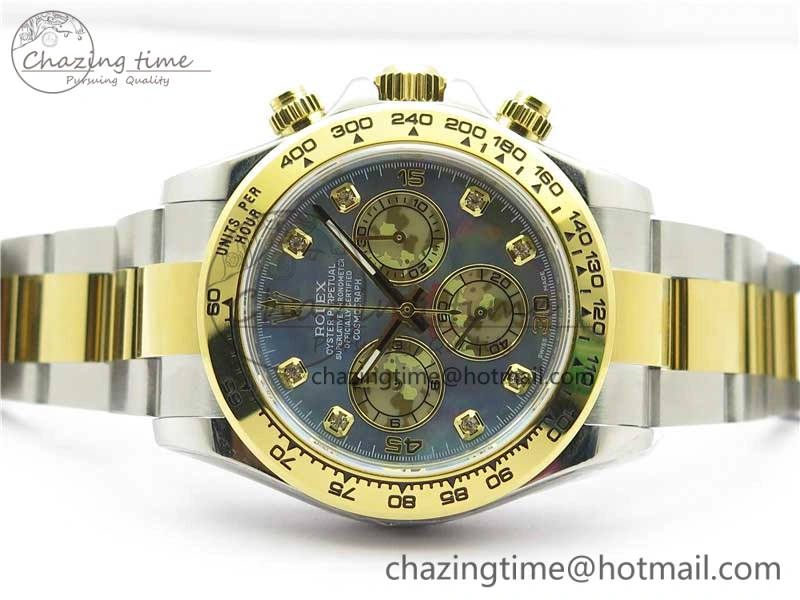 Daytona 116520 SS YG UBF Best Edition Ice Blue MOP Crystal Markers Dial on SS YG Bracelet A7750