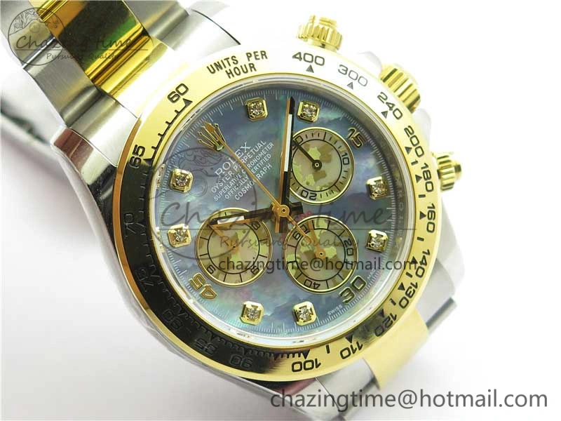 Daytona 116520 SS YG UBF Best Edition Ice Blue MOP Crystal Markers Dial on SS YG Bracelet A7750