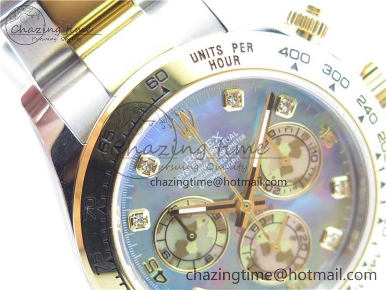 Daytona 116520 SS YG UBF Best Edition Ice Blue MOP Crystal Markers Dial on SS YG Bracelet A7750