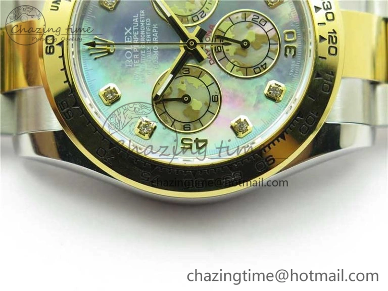 Daytona 116520 SS YG UBF Best Edition Ice Blue MOP Crystal Markers Dial on SS YG Bracelet A7750