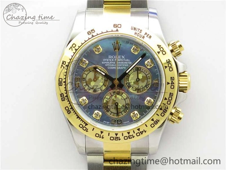 Daytona 116520 SS YG UBF Best Edition Ice Blue MOP Crystal Markers Dial on SS YG Bracelet A7750