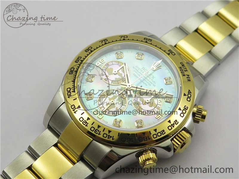 Daytona 116520 SS YG UBF Best Edition Ice Blue MOP Crystal Markers Dial on SS YG Bracelet A7750