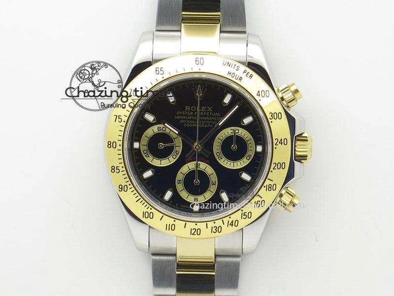 Daytona 116523 SS YG Black Dial On SS YG Bracelet A7750 JF